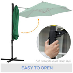 Outsunny 2.5M Offset Roma Patio Umbrella W/ 360-Degree Rotation, Green - thumbnail 4