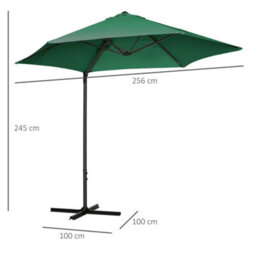 Outsunny 2.5M Offset Roma Patio Umbrella W/ 360-Degree Rotation, Green - thumbnail 3