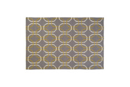 Orsina Grey White And Green Rug, Modern Hand Woven Flatweave Rug With Geometric Oval Pattern, Durable Cotton
