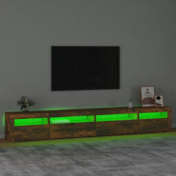 Berkfield Tv Cabinet With Led Lights Smoked Oak 270X35X40 Cm - thumbnail 4