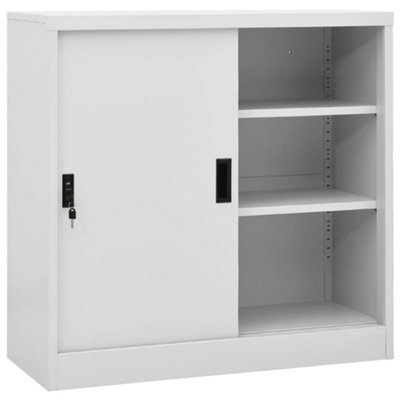 Vidaxl Office Cabinet With Sliding Door Light Grey 90X40X90 Cm Steel - image 1
