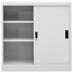 Vidaxl Office Cabinet With Sliding Door Light Grey 90X40X90 Cm Steel - thumbnail 3