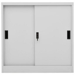 Vidaxl Office Cabinet With Sliding Door Light Grey 90X40X90 Cm Steel - thumbnail 2