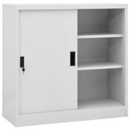 Vidaxl Office Cabinet With Sliding Door Light Grey 90X40X90 Cm Steel