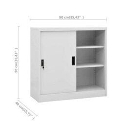 Vidaxl Office Cabinet With Sliding Door Light Grey 90X40X90 Cm Steel - thumbnail 8