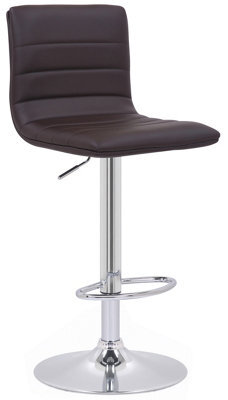 Lamboro Aldo Brown Faux Leather Bar Stool - Swivel, Adjustable Height, Chrome Base - image 1