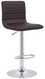 Lamboro Aldo Brown Faux Leather Bar Stool - Swivel, Adjustable Height, Chrome Base