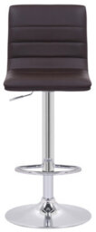 Lamboro Aldo Brown Faux Leather Bar Stool - Swivel, Adjustable Height, Chrome Base - thumbnail 3