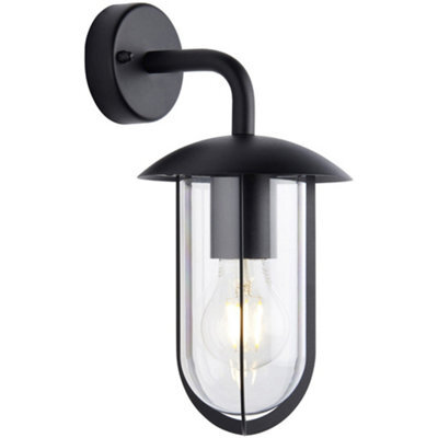 Textured Black Outdoor Wall Light - Clear Shade - Classic Exterior Light Fitting - image 1