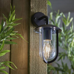 Textured Black Outdoor Wall Light - Clear Shade - Classic Exterior Light Fitting - thumbnail 5