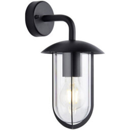 Textured Black Outdoor Wall Light - Clear Shade - Classic Exterior Light Fitting - thumbnail 1