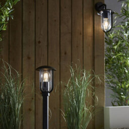 Textured Black Outdoor Wall Light - Clear Shade - Classic Exterior Light Fitting - thumbnail 4
