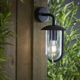 Textured Black Outdoor Wall Light - Clear Shade - Classic Exterior Light Fitting - thumbnail 3