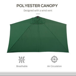 Outsunny 2.3M Garden Balcony Half Round Umbrella Metal Parasol Umbrella Green - thumbnail 7