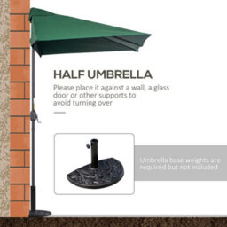 Outsunny 2.3M Garden Balcony Half Round Umbrella Metal Parasol Umbrella Green - thumbnail 6