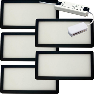 5 Pack Of Matt Black Ultra-Slim Led Under Cabinet Kitchen Lighting With Driver Kit - Warm White Glow - image 1