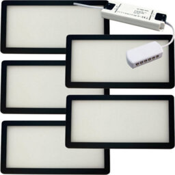 5 Pack Of Matt Black Ultra-Slim Led Under Cabinet Kitchen Lighting With Driver Kit - Warm White Glow - thumbnail 1