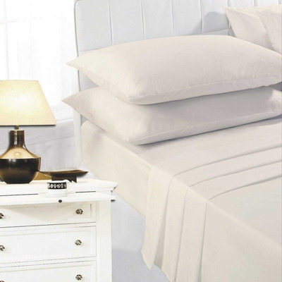 K Collection Percale Percale Fitted Sheet Cream (Superking)