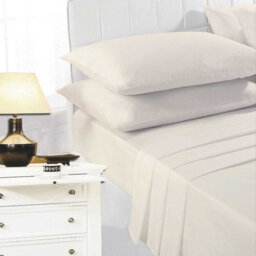 K Collection Percale Percale Fitted Sheet Cream (Superking)