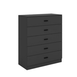 Urbn-Living Urbnliving Height 90.5Cm 5 Drawer Wooden Bedroom Chest Cabinet Modern Black Carcass And Black Drawers Wide Storage Cupboard Closet - thumbnail 1