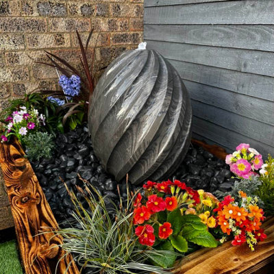 Outdoor Living UK Black Sandstone Pine 50Cm Natural Stone Water Feature Without Cover Without Sump Kit