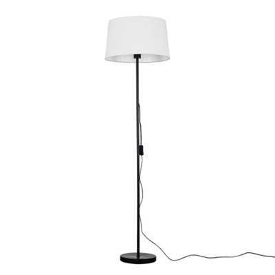 Valuelights Charles Black Floor Lamp With White Linen Shade - image 1