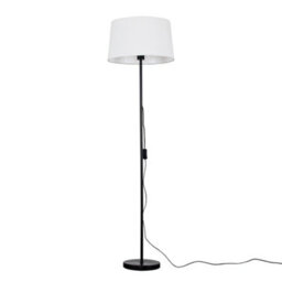 Valuelights Charles Black Floor Lamp With White Linen Shade