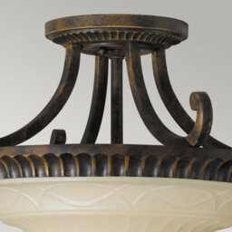 Luminosa Lighting Elstead Drawing Room 2 Light Ceiling Semi Flush Light Walnut, E27 - thumbnail 2