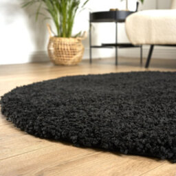 Bravich Black Thick Shaggy Circle Rug - California - 120Cm - thumbnail 5