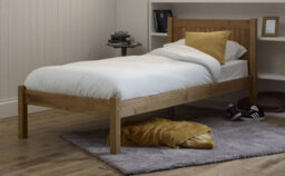 Save On Goods UK 4Ft Small Double Antique Honey Pine Bed Frame,wood,wooden Low Foot End,solid Panel Shaker Style - thumbnail 1