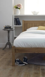 Save On Goods UK 4Ft Small Double Antique Honey Pine Bed Frame,wood,wooden Low Foot End,solid Panel Shaker Style - thumbnail 4