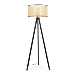 Valuelights Barbro Black Tripod Floor Lamp With Cane Shade And Bulb - thumbnail 3
