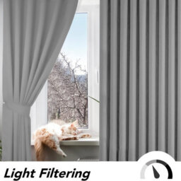 Oxford Homeware Plain Light Grey 230Gsm Blackout Curtain Thermal Insulated Eyelet For Living Room Curtain Pair (W)168Cm X (L)228Cm - thumbnail 7