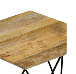 Buttercup Farm Ravi Hexagnol Lamp Table With Iron Base - Mango Wood/iron - L41 X W36 X H48 Cm - Mango Light Finish - thumbnail 5