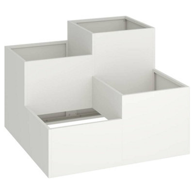 Berkfield Modern Garden Planter White 100 X 100 X 60 Cm Steel - image 1