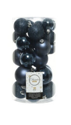 Decoris 30 Midnight Blue Christmas Baubles - thumbnail 3