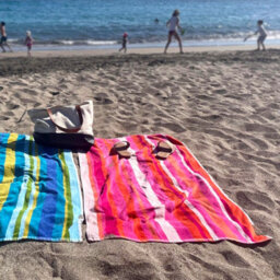 Allure Bath Fashions Velour Stripe Beach Towel - Pink - thumbnail 3