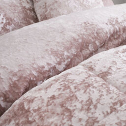 Catherine Lansfield Bedding Crushed Velvet Duvet Cover Set With Pillowcases Blush Pink - thumbnail 3