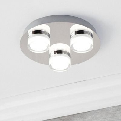 Litecraft Bolton Chrome 3 Light Led Bathroom Ceiling Spotlight Plate - image 1