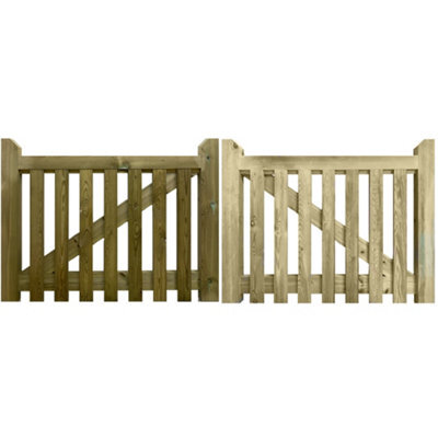 Ruby UK Ruby Pressure Treated Gate Pair Ruby Salcombe Durable Mortise & Tenon Wood Gates 3.6M Wide (As Pair) X 0.9M High - image 1