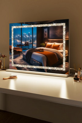 Fascinate Hollywood Vanity Mirror Crushed Diamond Led Strip Dimmable Xtra Large 80X60Cm - image 1