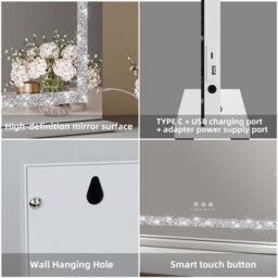 Fascinate Hollywood Vanity Mirror Crushed Diamond Led Strip Dimmable Xtra Large 80X60Cm - thumbnail 8