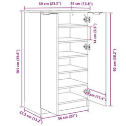 Vidaxl Shoe Cabinet Grey Sonoma 59X35X100 Cm Engineered Wood - thumbnail 3