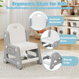 Gainoom Kids Grey Table And Chair Set Height Adjustable Toddler Drawing Table With Tiltable Whiteboard - thumbnail 7