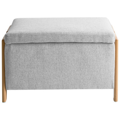 Wyld And Coco Glamstyle Storage Bench In Light Grey Fabric, Hidden Storage, Iron Legs, 75 X 43 X 44 Cm - image 1