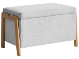 Wyld And Coco Glamstyle Storage Bench In Light Grey Fabric, Hidden Storage, Iron Legs, 75 X 43 X 44 Cm - thumbnail 3