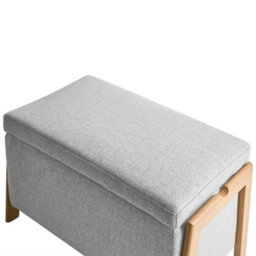Wyld And Coco Glamstyle Storage Bench In Light Grey Fabric, Hidden Storage, Iron Legs, 75 X 43 X 44 Cm - thumbnail 7