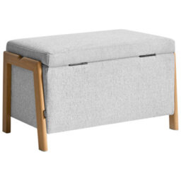 Wyld And Coco Glamstyle Storage Bench In Light Grey Fabric, Hidden Storage, Iron Legs, 75 X 43 X 44 Cm - thumbnail 6