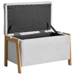 Wyld And Coco Glamstyle Storage Bench In Light Grey Fabric, Hidden Storage, Iron Legs, 75 X 43 X 44 Cm - thumbnail 5