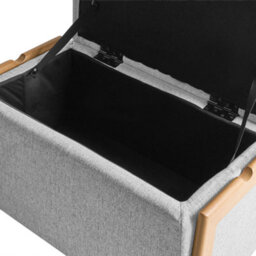 Wyld And Coco Glamstyle Storage Bench In Light Grey Fabric, Hidden Storage, Iron Legs, 75 X 43 X 44 Cm - thumbnail 8